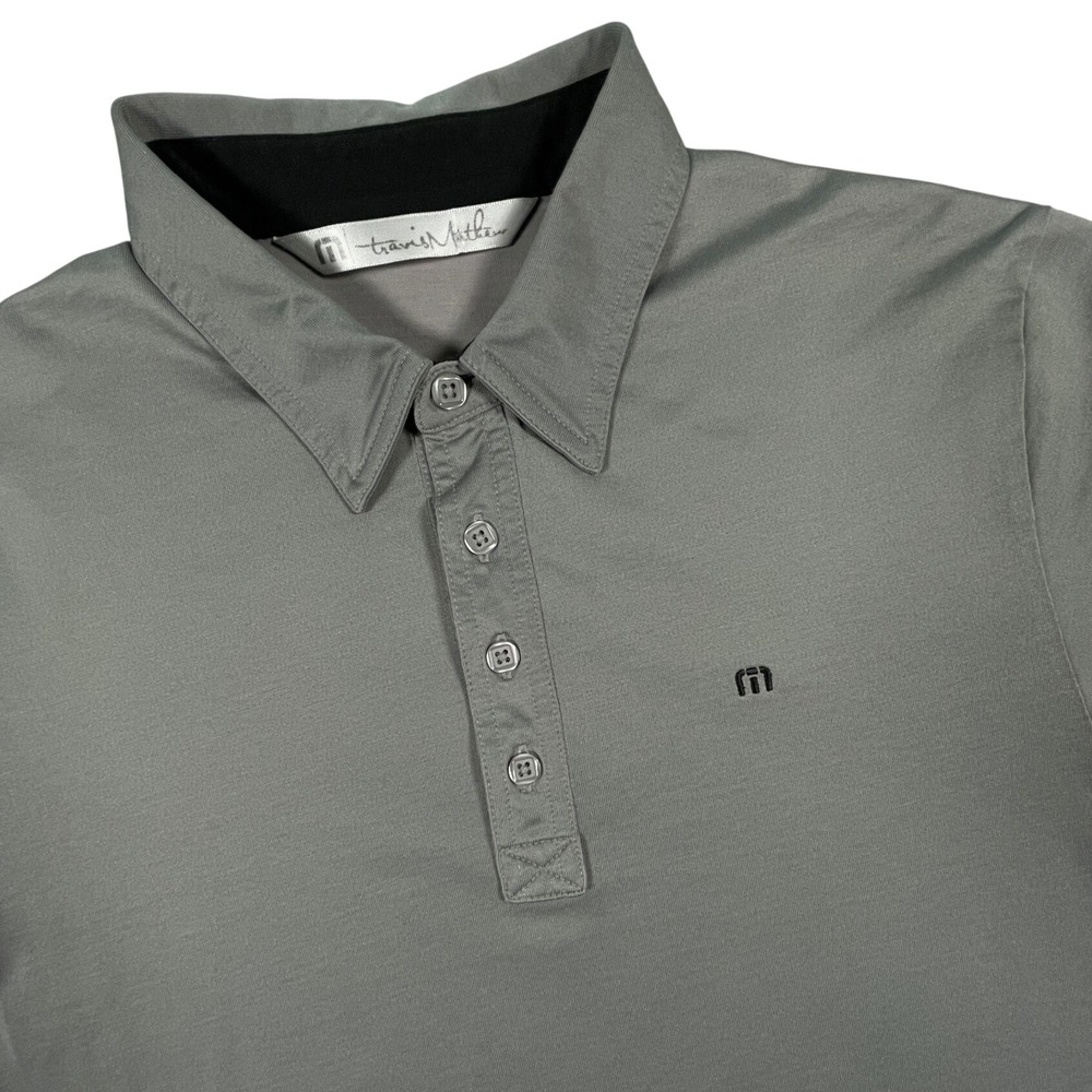 TravisMathew Polo Shirt Mens M Gray Golf Performance Short Sleeve Casual Logo